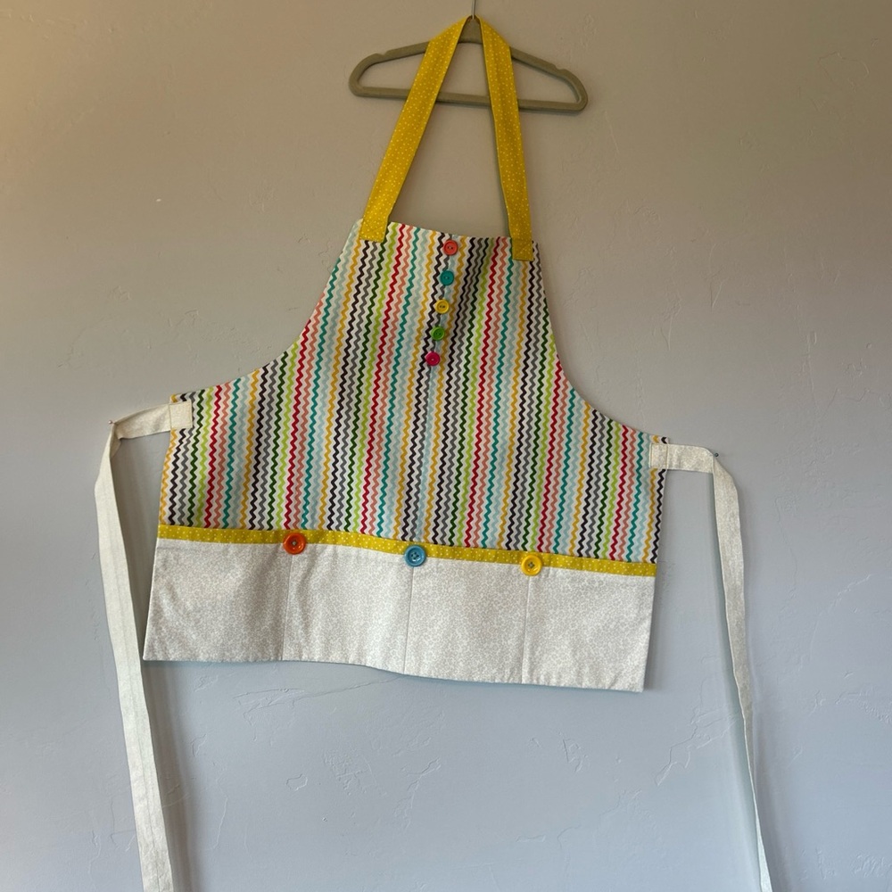 Colorful Striped Apron with Yellow Straps